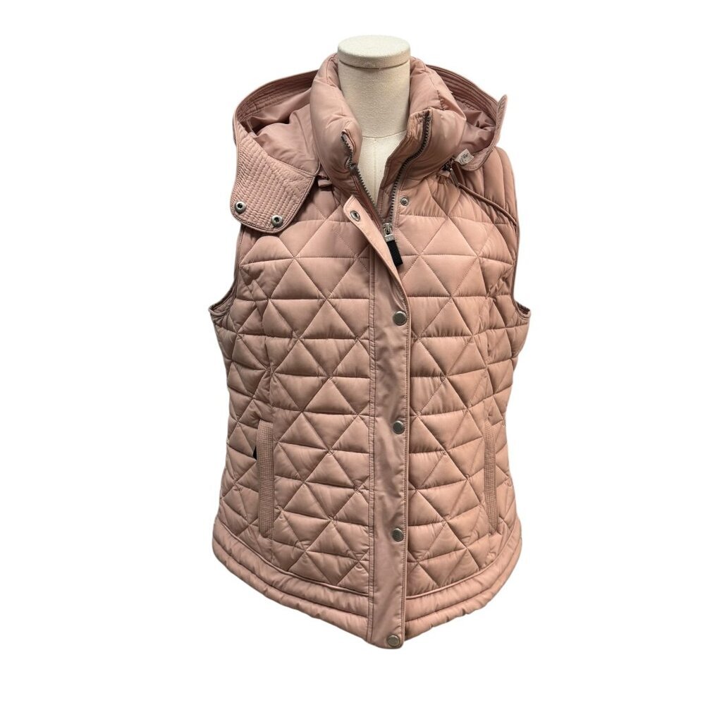 Marc New York Andrew Marc Quilted Hooded Puffer Vest XL Blush Pink EUC
